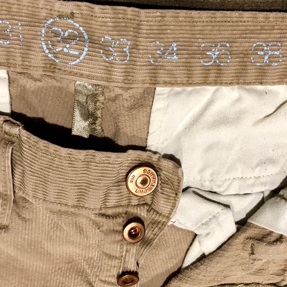 Earnest Sewn light tan corduroy pants, size 32